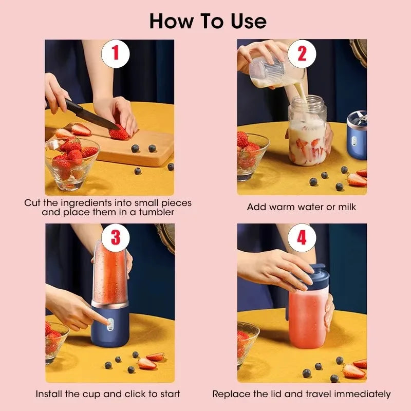 Experience Refreshing Summer Sips with Our Portable Electric Juice Blender - Perfect for Home and On-the-Go!